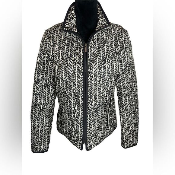 LANDS END PRINTED QUILTED PRIMA LOFT ZIP WINTER COLD WEATHER COAT WOMENS SIZE M - Picture 3 of 9